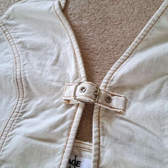 Garage Denim Halter Top Size Large Beige Buckle Front Denim Shirt NWT - Picture 11 of 16